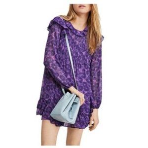 Free People Womens Purple Floral Peter Pan Collar